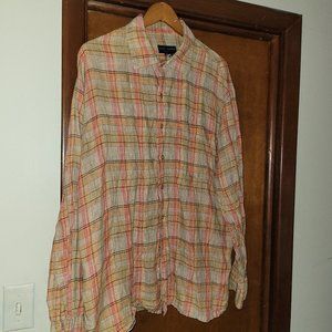 Scott Barber Mens Linen Button Down Shirt XL